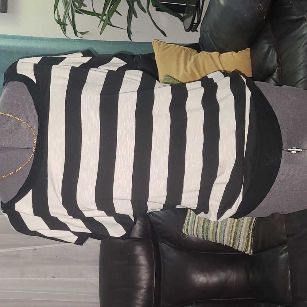 Large black-and-white striped top